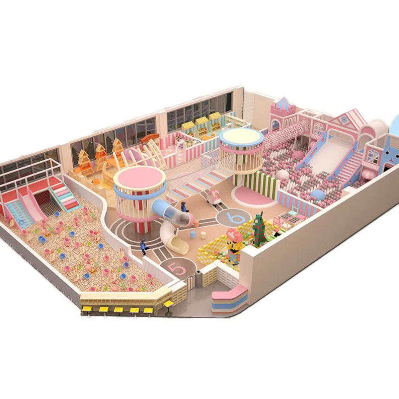 Colored gradient wooden suspension bridge